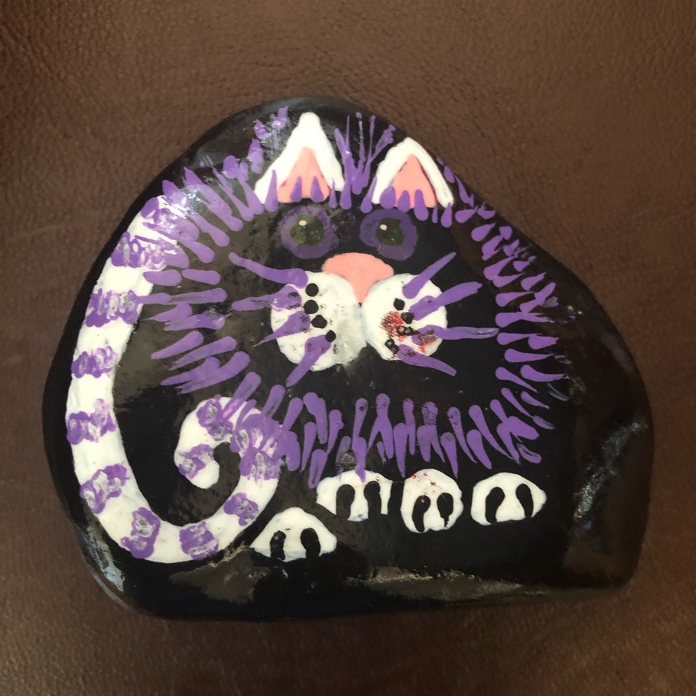 Hand Painted Kitty Cat Rock
